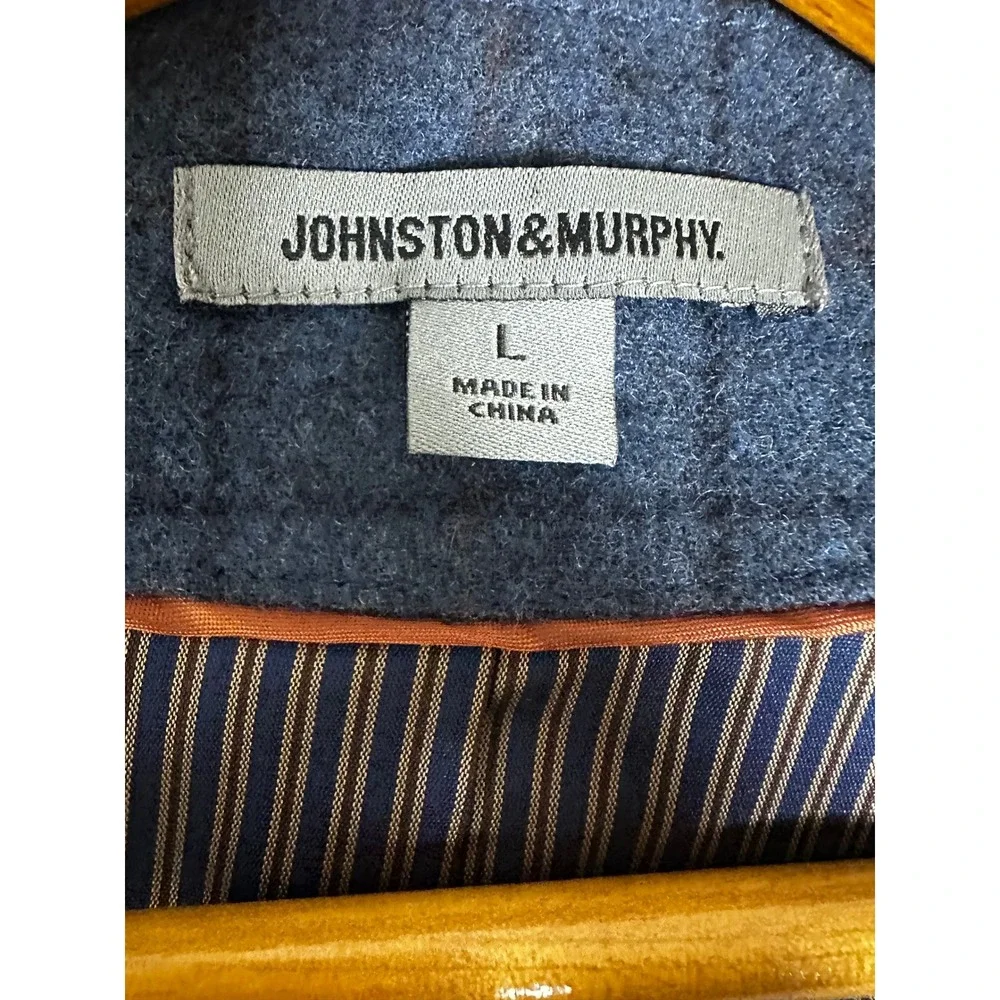 Johnston & Murphy Vest Mens Large Blue Wool Blend Windowpane Cinch Back
